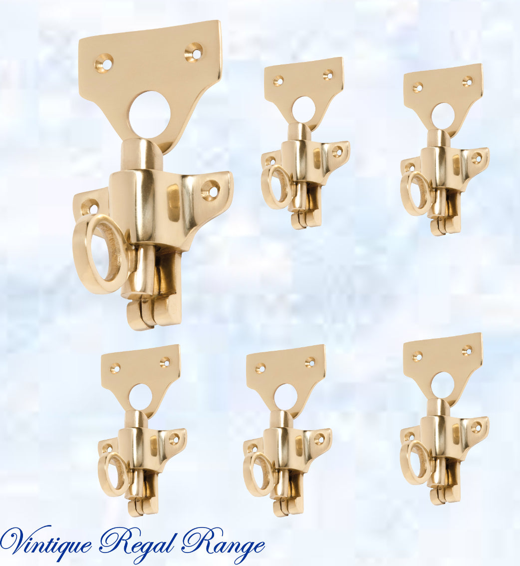 Regal Polished Brass Fanlight Catch 57mm x 50mm-Vintique Concepts