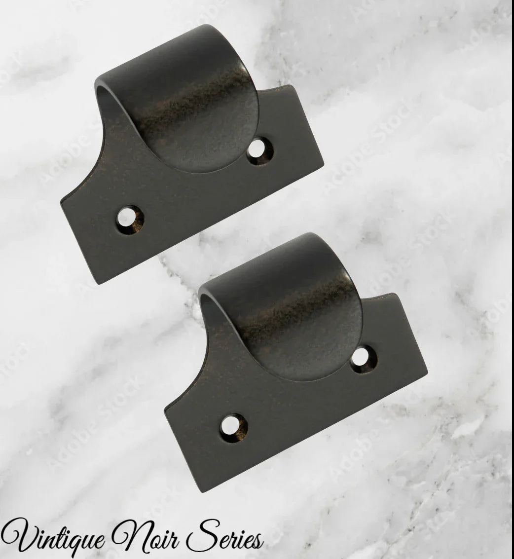 Regal Matt Black Brass Traditional sash window lift 49mm x 40mm - Vintique Concepts