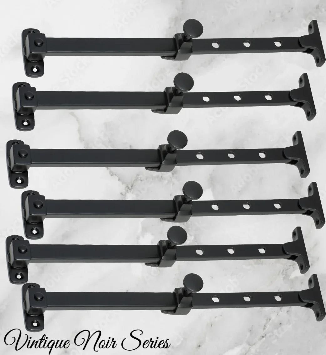 Matt Black Brass Telescopic window stay 200mm-295mm Pin Type - Vintique Concepts
