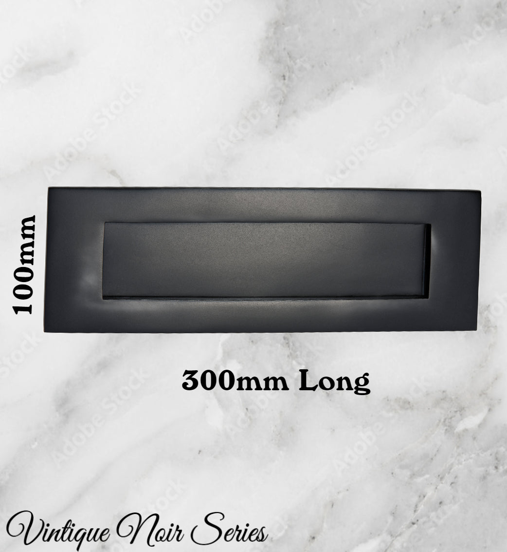 Noir Matt Black Brass door mail or letter slot plate-Vintique Concepts