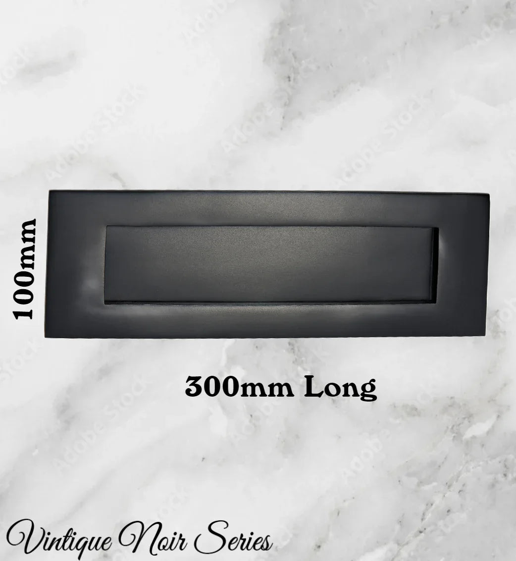 Noir Matt Black Brass door mail or letter slot plate - Vintique Concepts