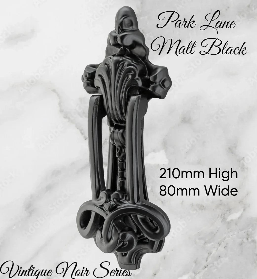 PARK LANE Matt Black Door Knocker - Vintique Concepts