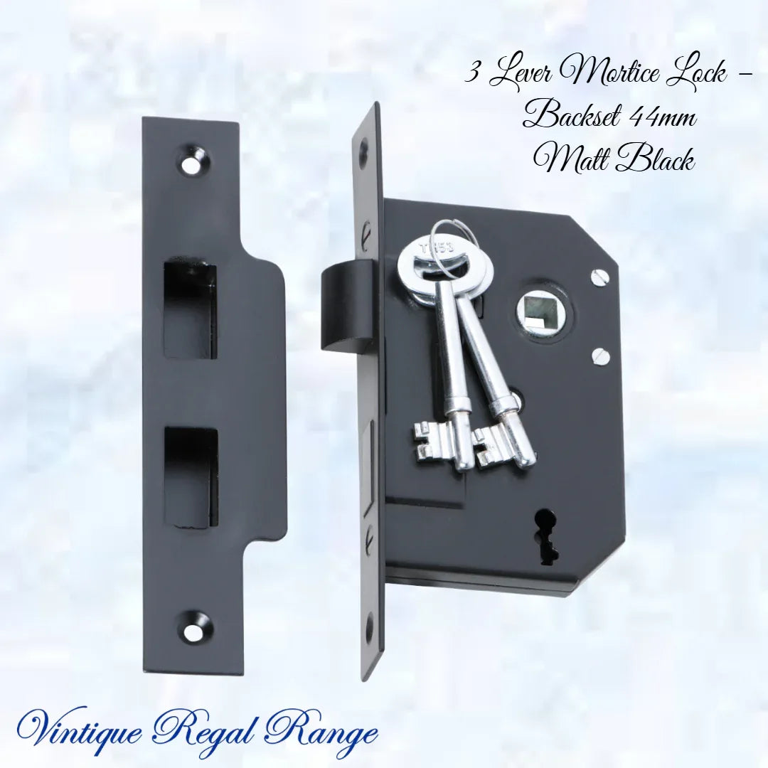 3 Lever Mortice Lock – (Backset 44mm ) Various finishes - Vintique Concepts