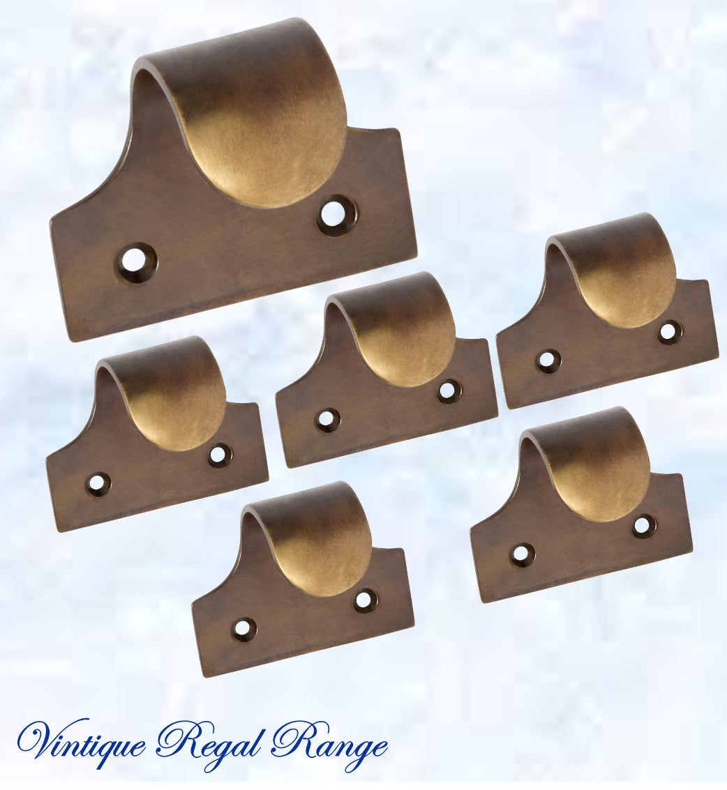 Regal ANTIQUED Brass Traditional sash window lift 49mm x 40mm-Vintique Concepts