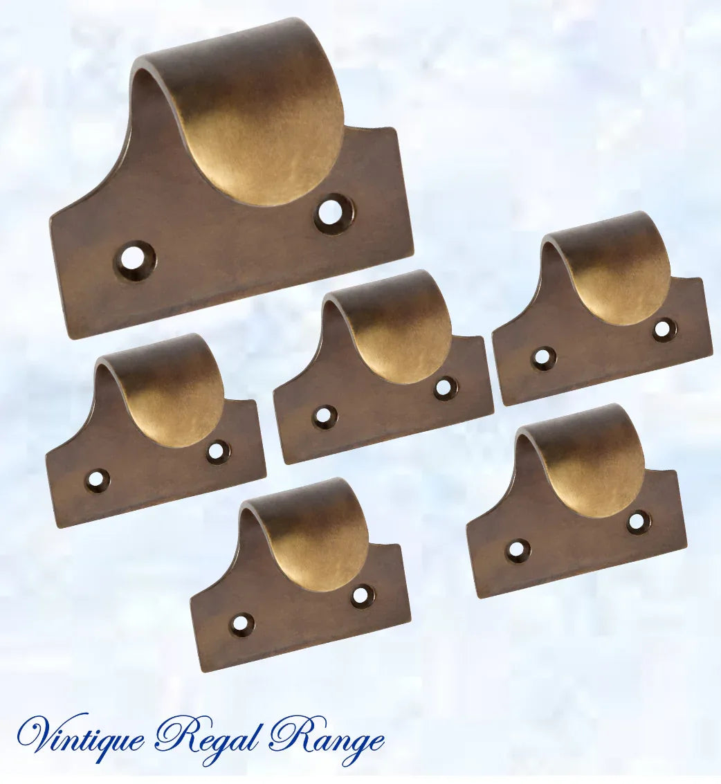 Regal ANTIQUED Brass Traditional sash window lift 49mm x 40mm - Vintique Concepts