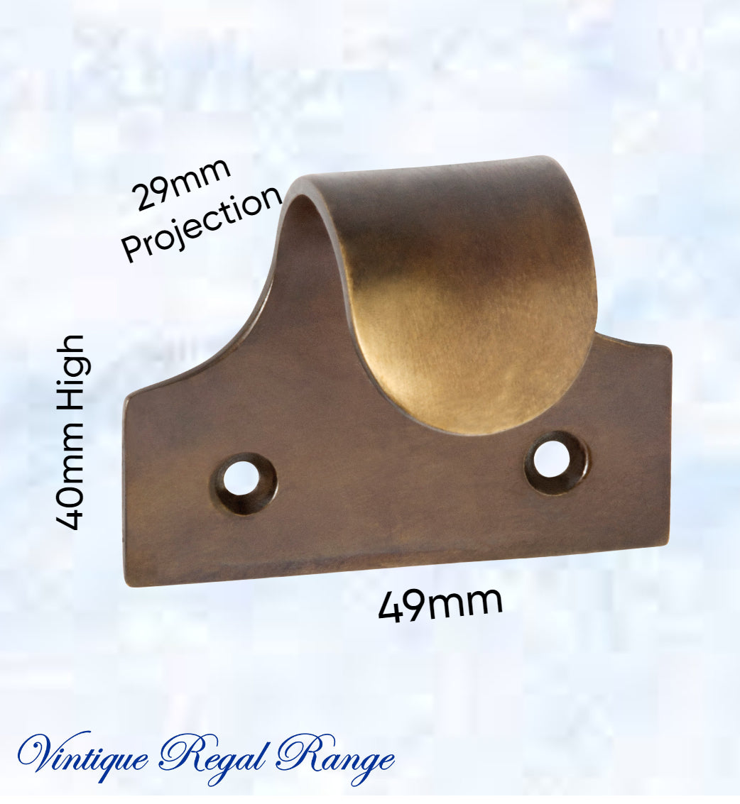 Regal ANTIQUED Brass Traditional sash window lift 49mm x 40mm-Vintique Concepts