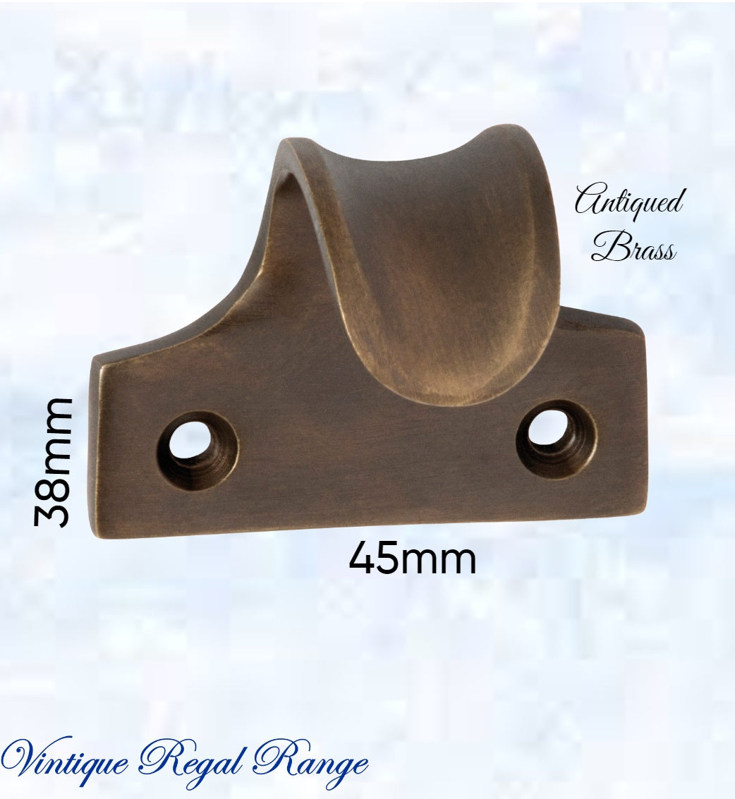 Regal ANTIQUED Brass Curved sash window lift 45mm x 38mm-Vintique Concepts