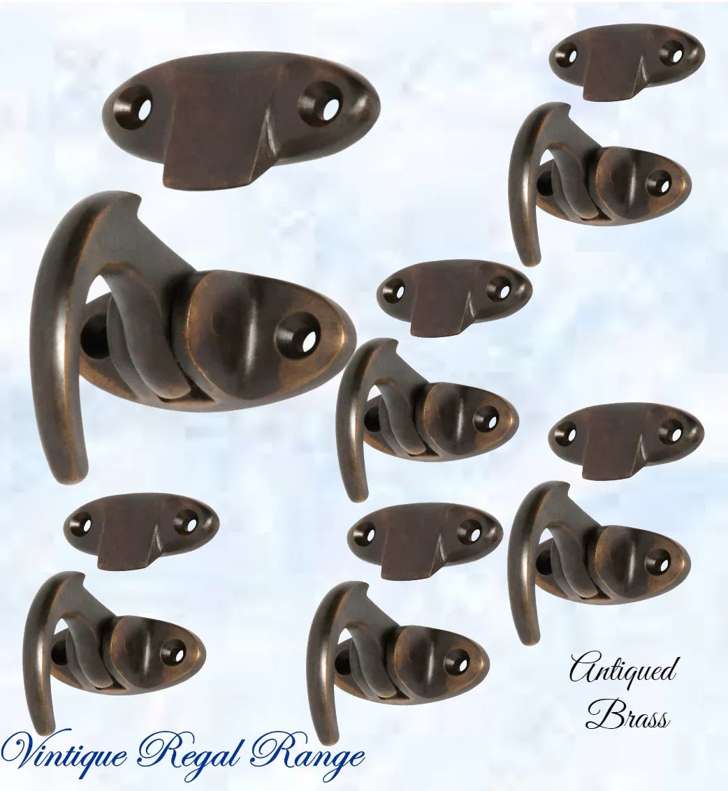 Regal ANTIQUED Brass Spur catch 47 x 46mm - Vintique Concepts