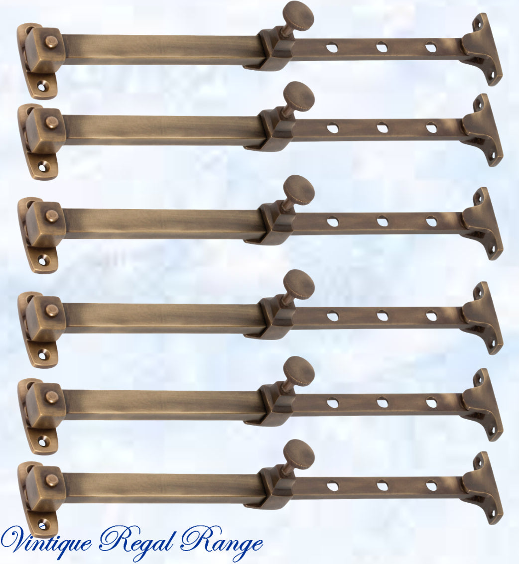 Antiqued Brass Telescopic window stay 200mm - 295mm Pin Type-Vintique Concepts