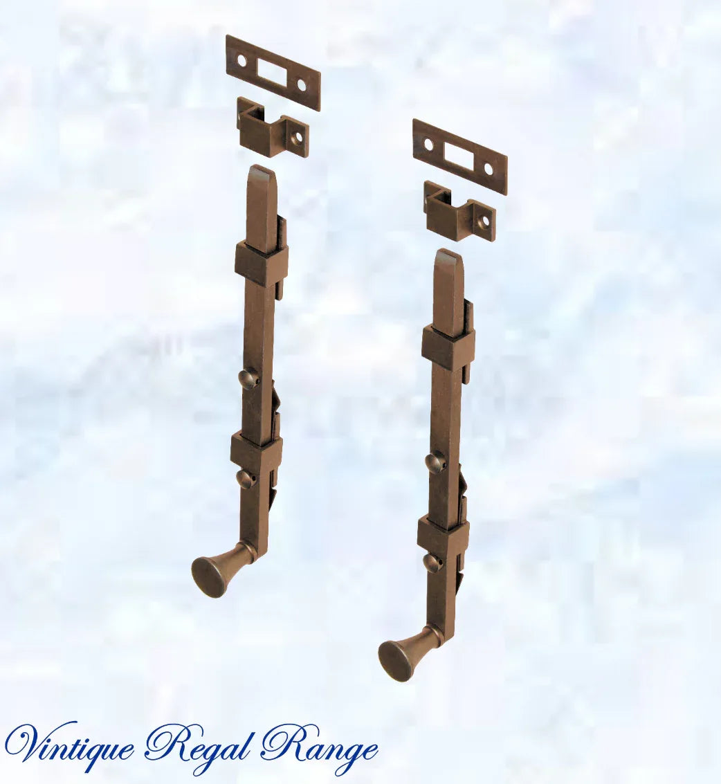 Panic Standard Barrel Bolt -Antiqued Brass 255mm Long - Vintique Concepts