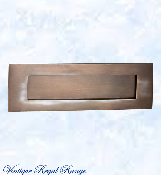 ANTIQUED Brass door mail or letter slot plate-Vintique Concepts