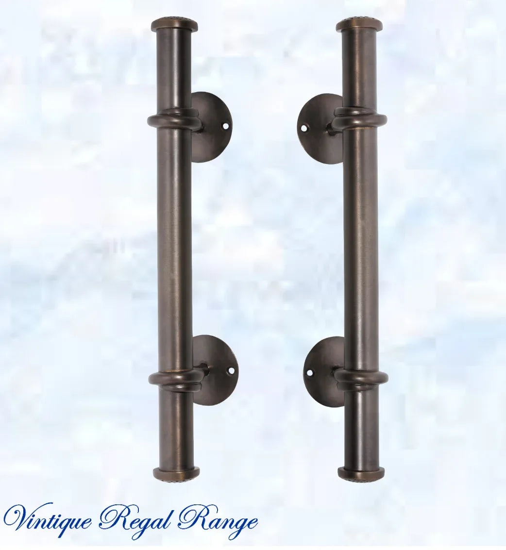 Antiqued Brass Large Bar type pull handle 420mm Long - Vintique Concepts