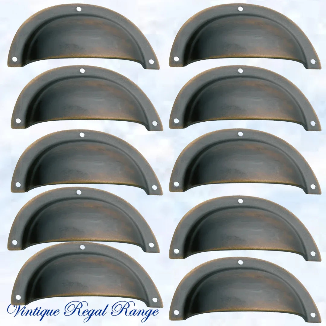 Regal Antiqued Brass Classico smooth Cup Drawer pull - Vintique Concepts