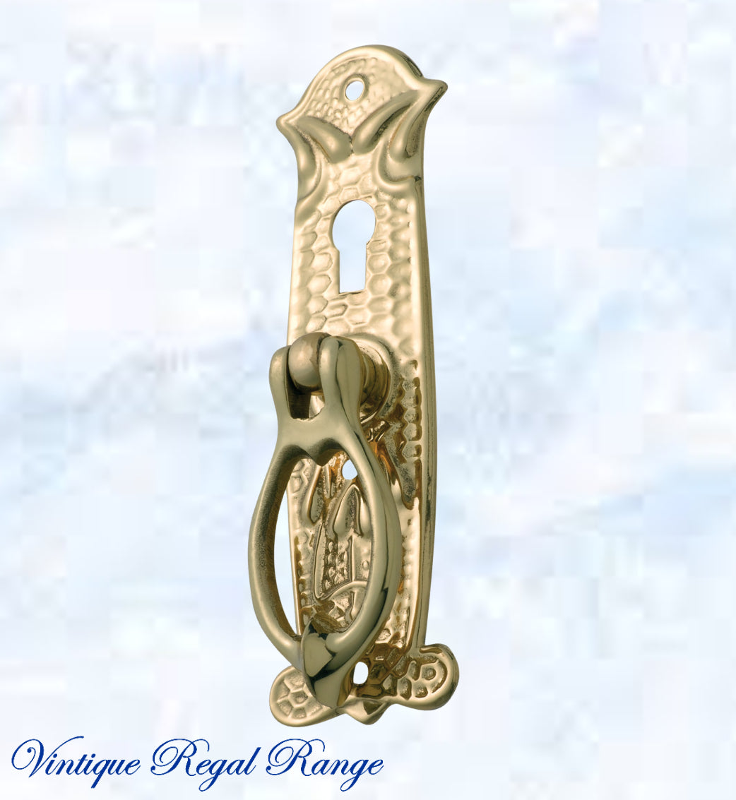 Regal Keyhole Drop Ring Polished Brass Drawer handle-Vintique Concepts