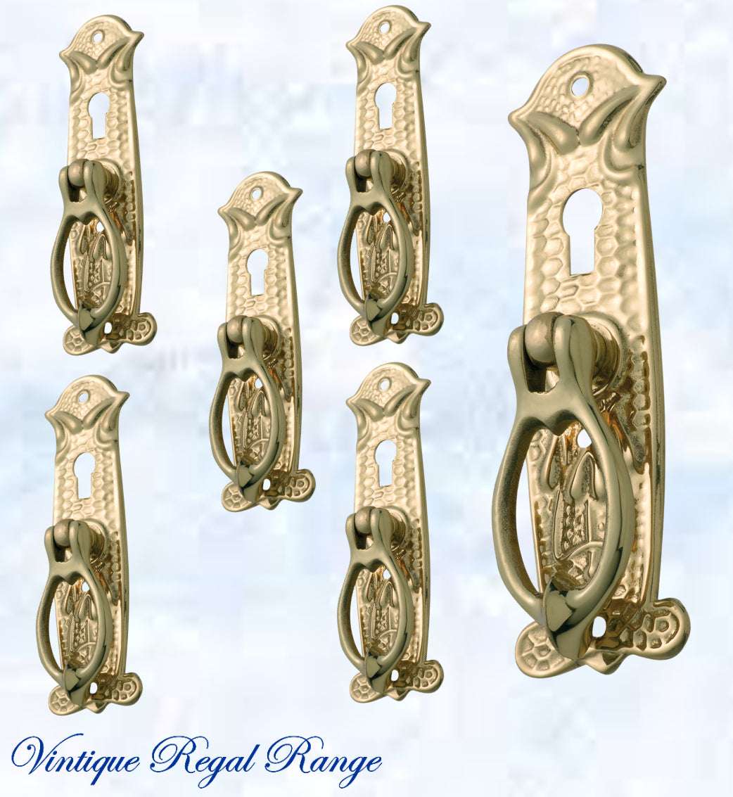 Regal Keyhole Drop Ring Polished Brass Drawer handle-Vintique Concepts