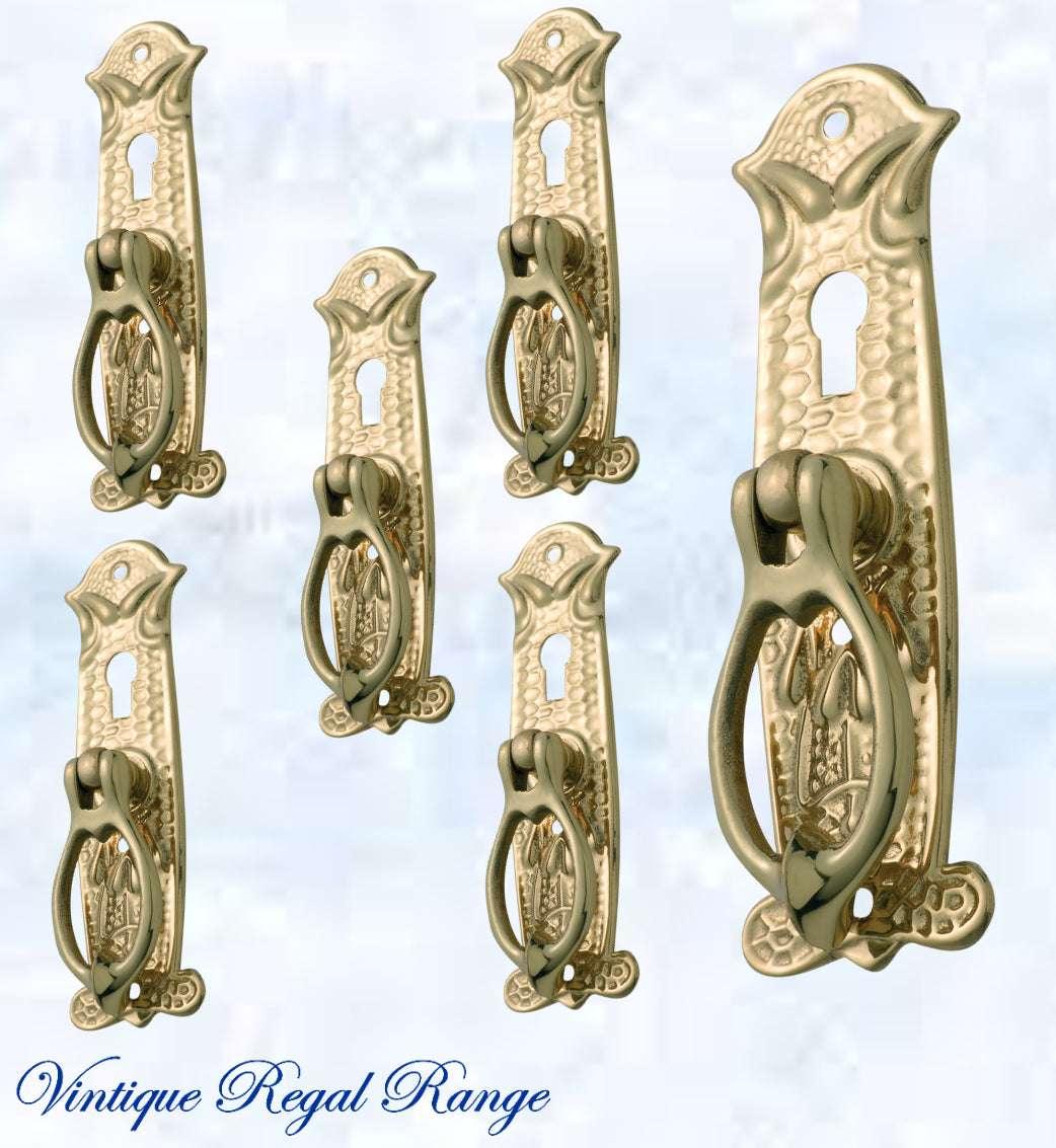 Regal Keyhole Drop Ring Polished Brass Drawer handle - Vintique Concepts