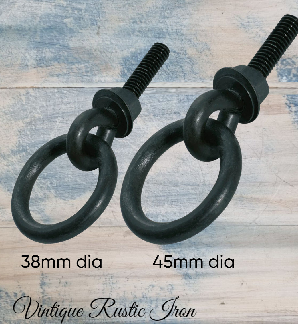 Barn Round Cabinet IRON Ring pull 45m dia ring-Vintique Concepts