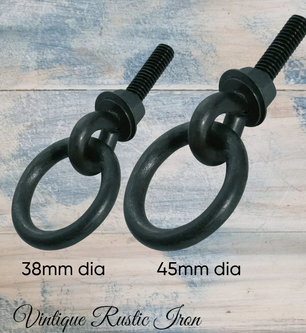 Barn Round Cabinet IRON Ring pull 38mm dia ring - Vintique Concepts