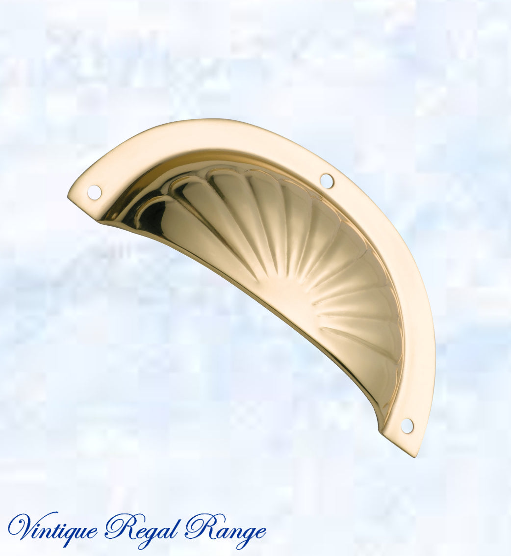 Regal Polished Brass Classico Fluted Cup Drawer pull-Vintique Concepts