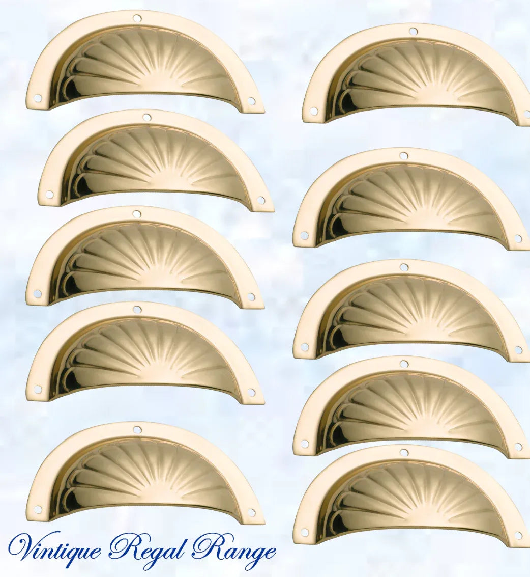 Regal Polished Brass Classico Fluted Cup Drawer pull - Vintique Concepts