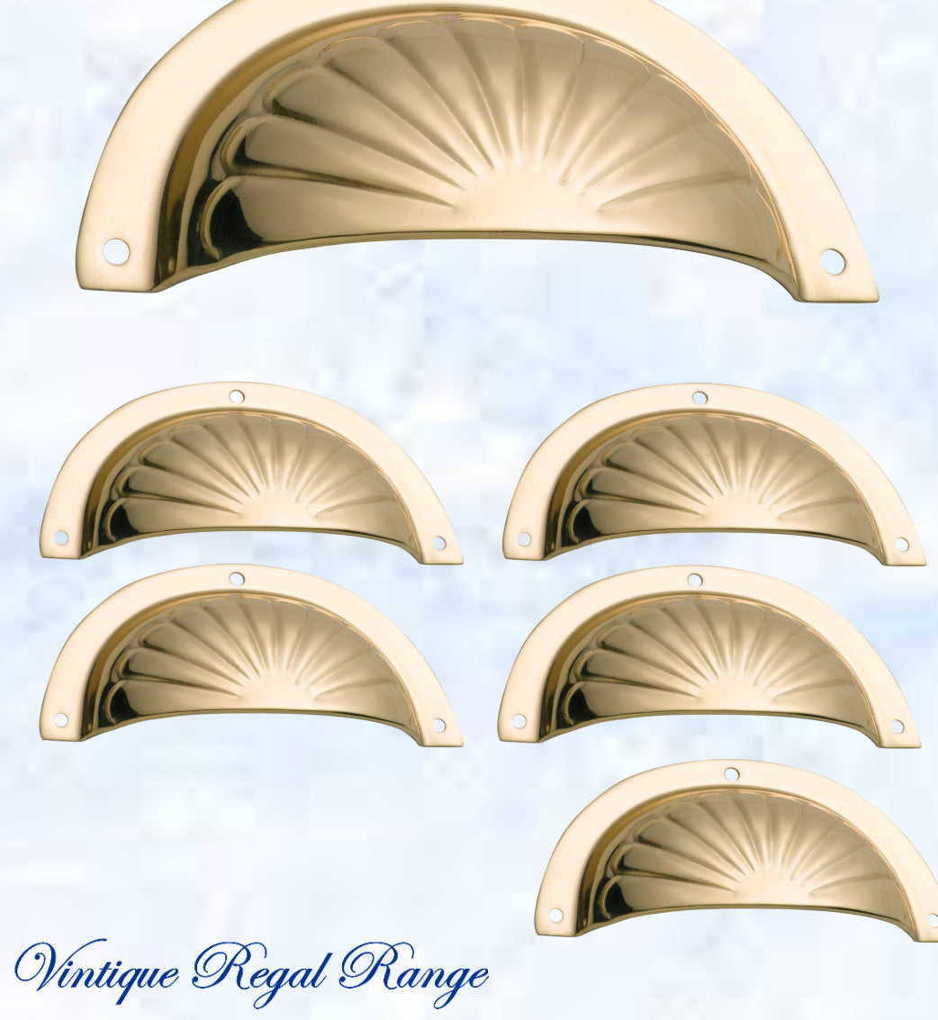 Regal Polished Brass Classico Fluted Cup Drawer pull-Vintique Concepts