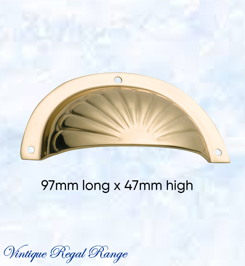 Regal Polished Brass Classico Fluted Cup Drawer pull-Vintique Concepts