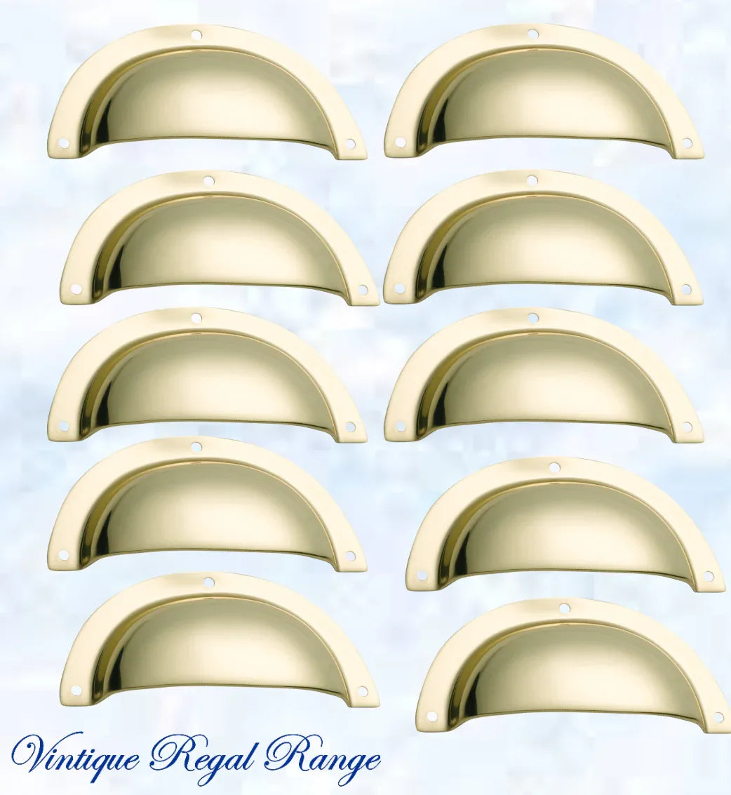 Regal Polished Brass Classico smooth Cup Drawer pull - Vintique Concepts