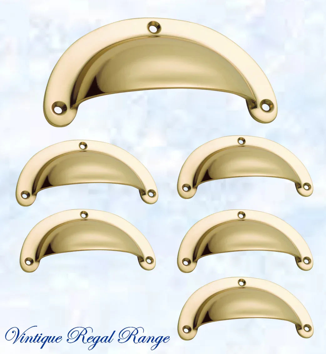 Regal Polished Brass Classico Teardrop Cup Drawer pull - Vintique Concepts