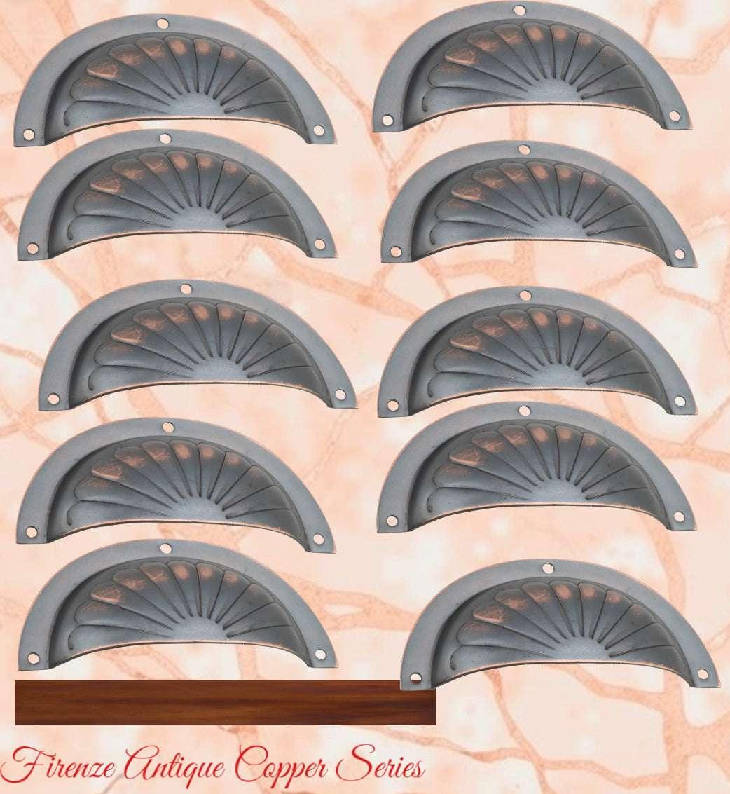 Regal Antiqued Copper Classico Fluted Cup Drawer pull - Vintique Concepts