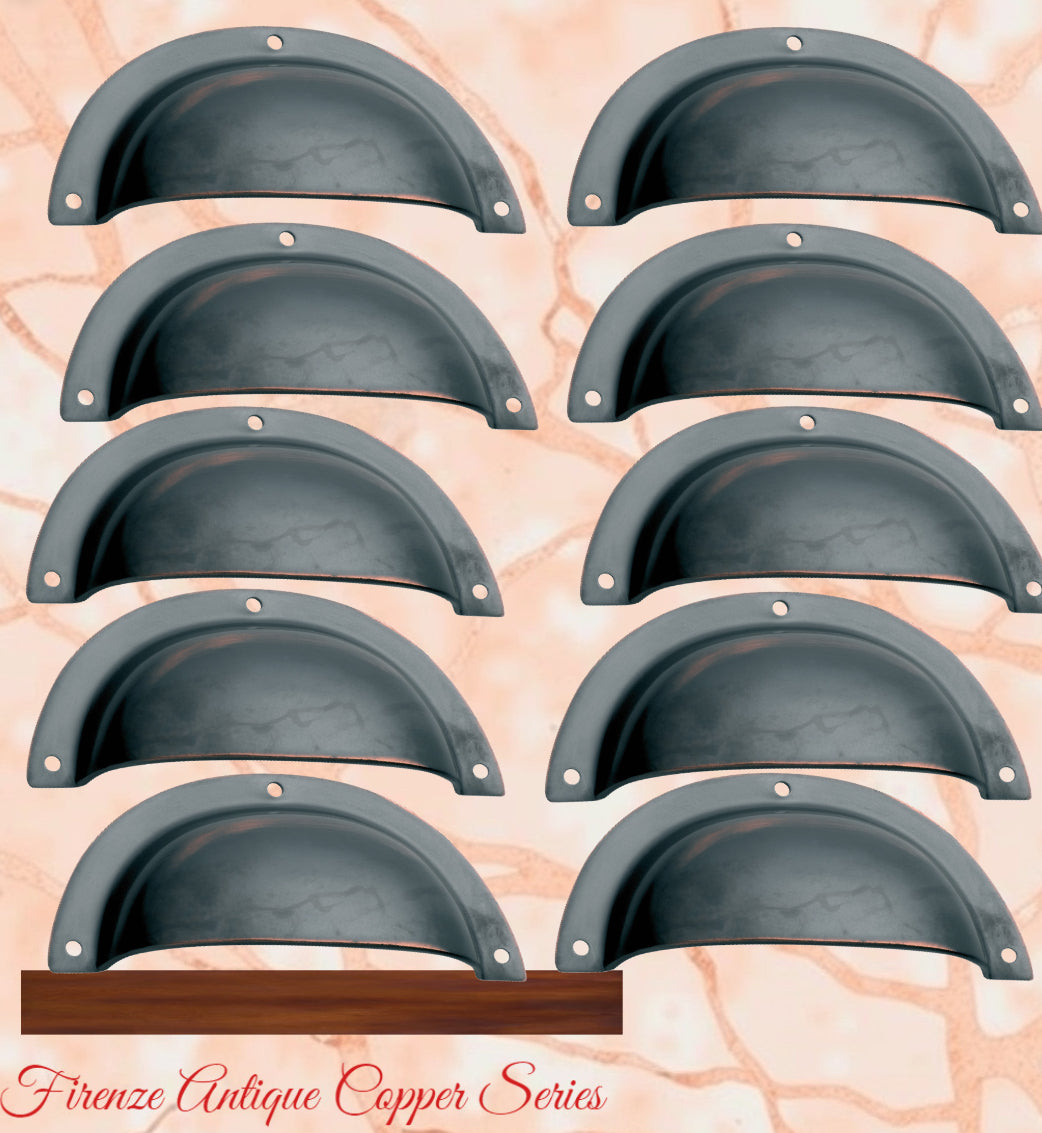 Regal Antiqued Copper finished Brass Classico smooth Cup Drawer pull-Vintique Concepts