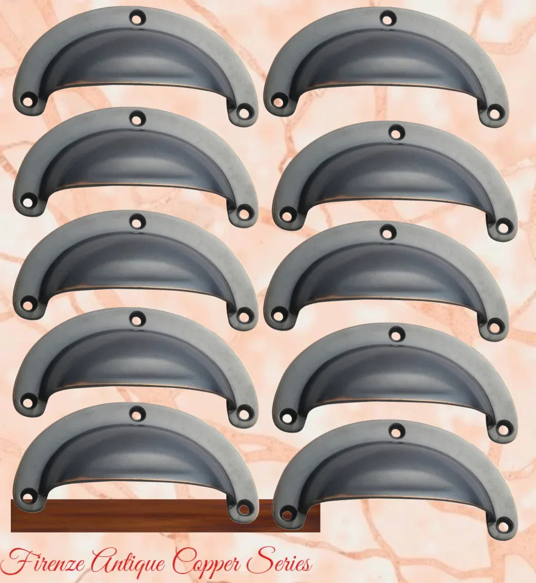 Regal Antiqued Copper Classico Teardrop Cup Drawer pull - Vintique Concepts