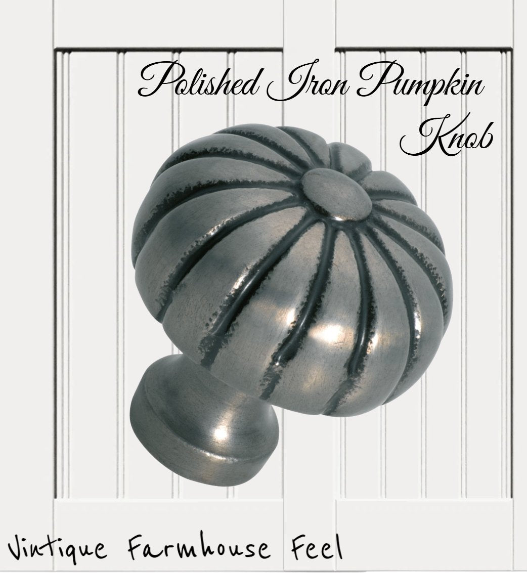 Farmhouse Polished Iron Pumpkin Knob (2 sizes)-Vintique Concepts