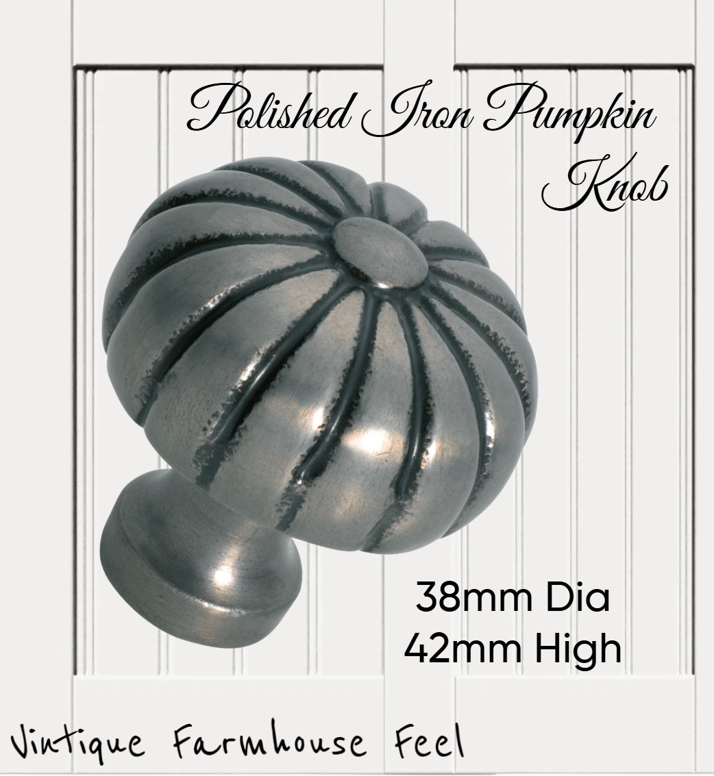 Farmhouse Polished Iron Pumpkin Knob (2 sizes)-Vintique Concepts
