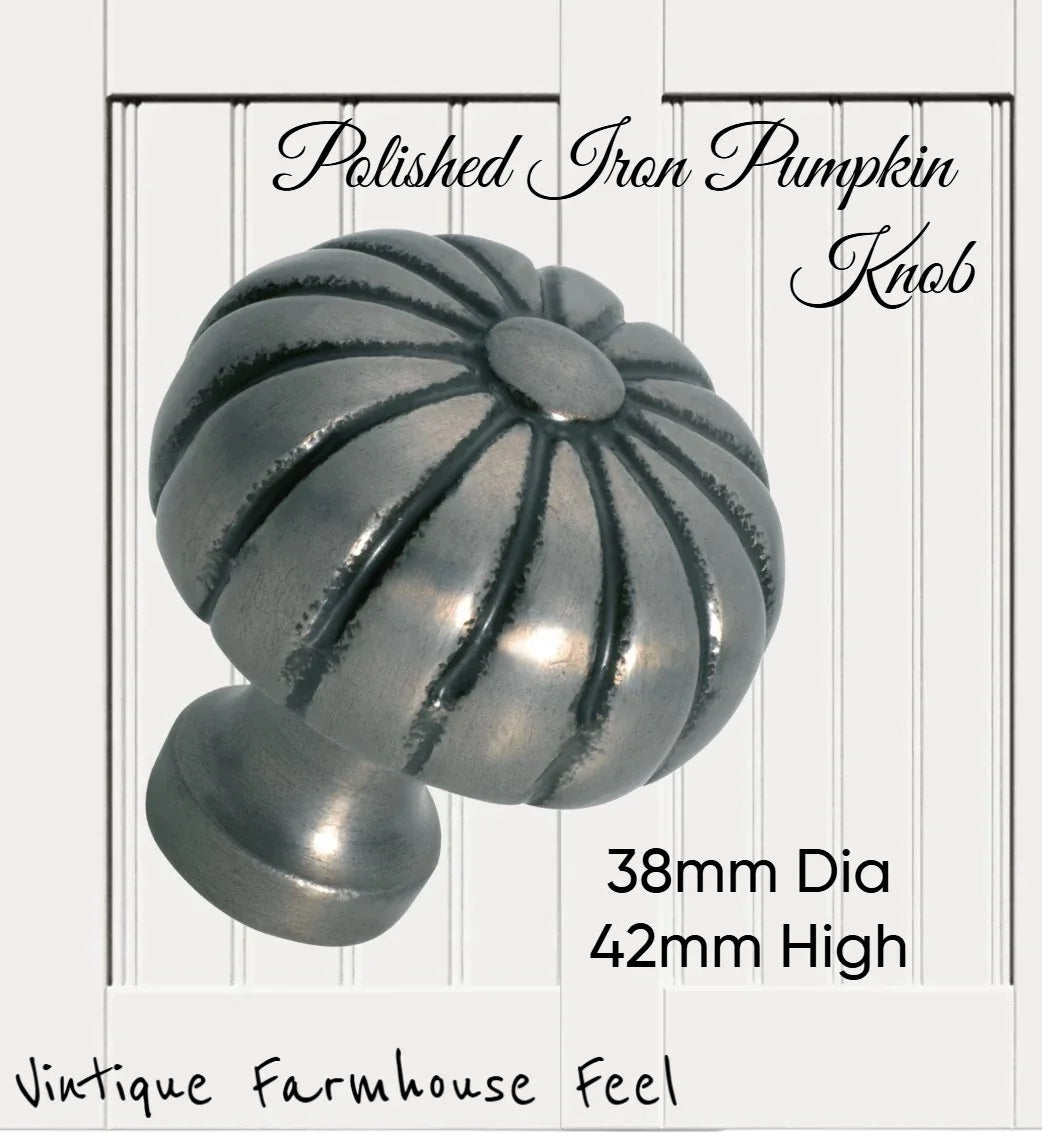 Farmhouse Polished Iron Pumpkin Knob (2 sizes) - Vintique Concepts
