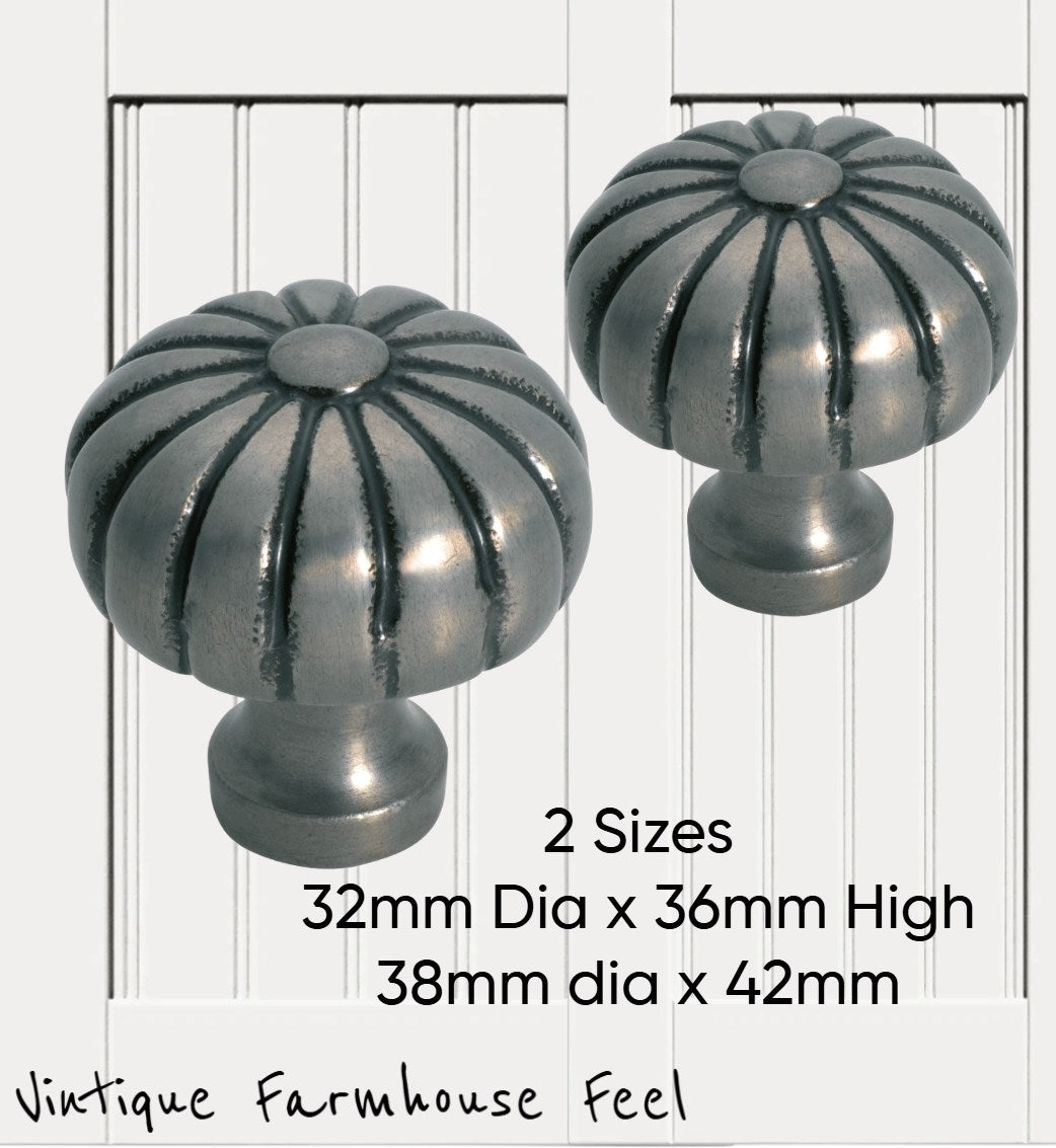 Farmhouse Polished Iron Pumpkin Knob (2 sizes)-Vintique Concepts