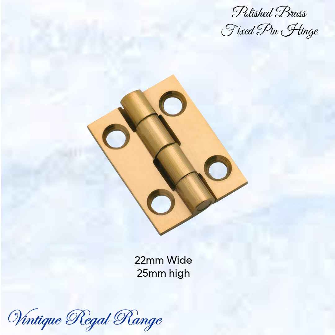 Solid Polish Brass Fixed Pin Butt hinge for cabinets (various sizes) (Copy)