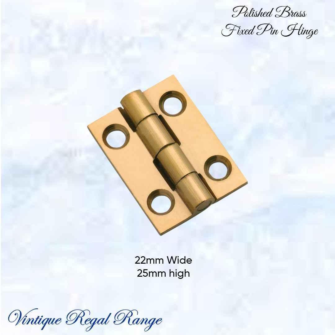 Solid Polish Brass HEAVY DUTY Fixed Pin Butt hinge for jewelry box 25mm long - Vintique Concepts