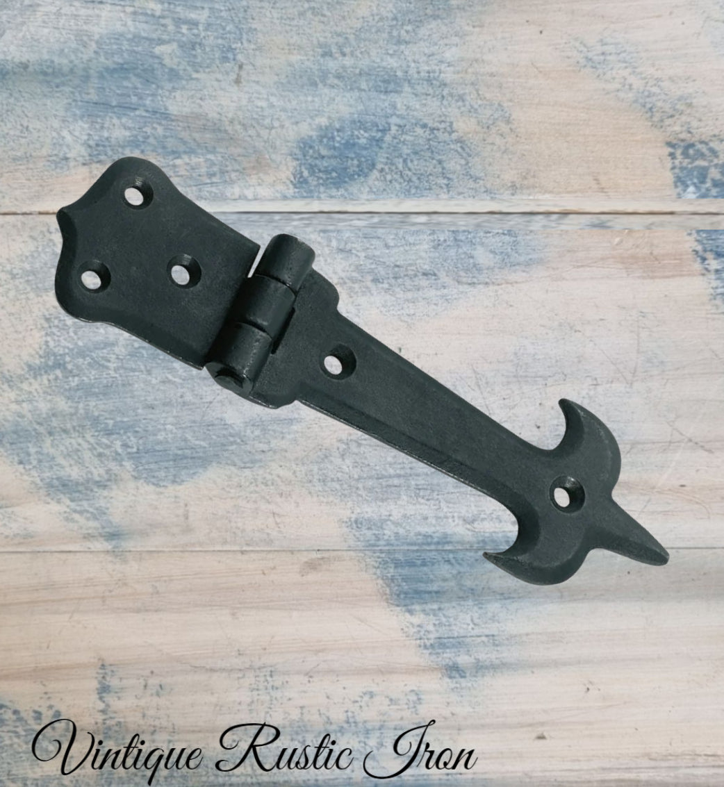 Rustic Iron Tower Long door or gate hinge 94mm arm-Vintique Concepts
