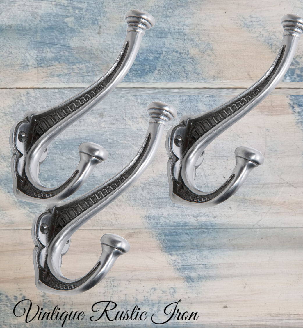 Heavy Cast Iron Button Polished Iron Coat & Hat Hook 145mm x 95mm-Vintique Concepts