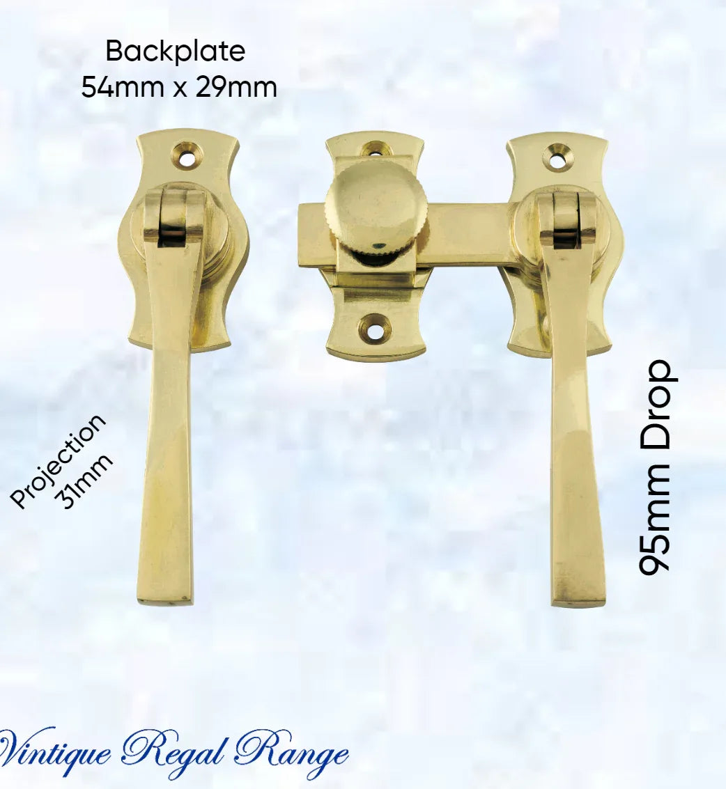 Polished Brass French door Square drop handle set - Vintique Concepts