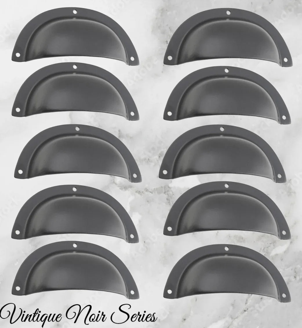 Noir series Matt Black Classico smooth Cup Drawer pull - Vintique Concepts
