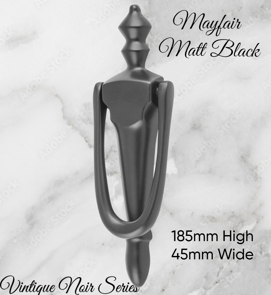 MAYFAIR Matt Black Door Knocker-Vintique Concepts