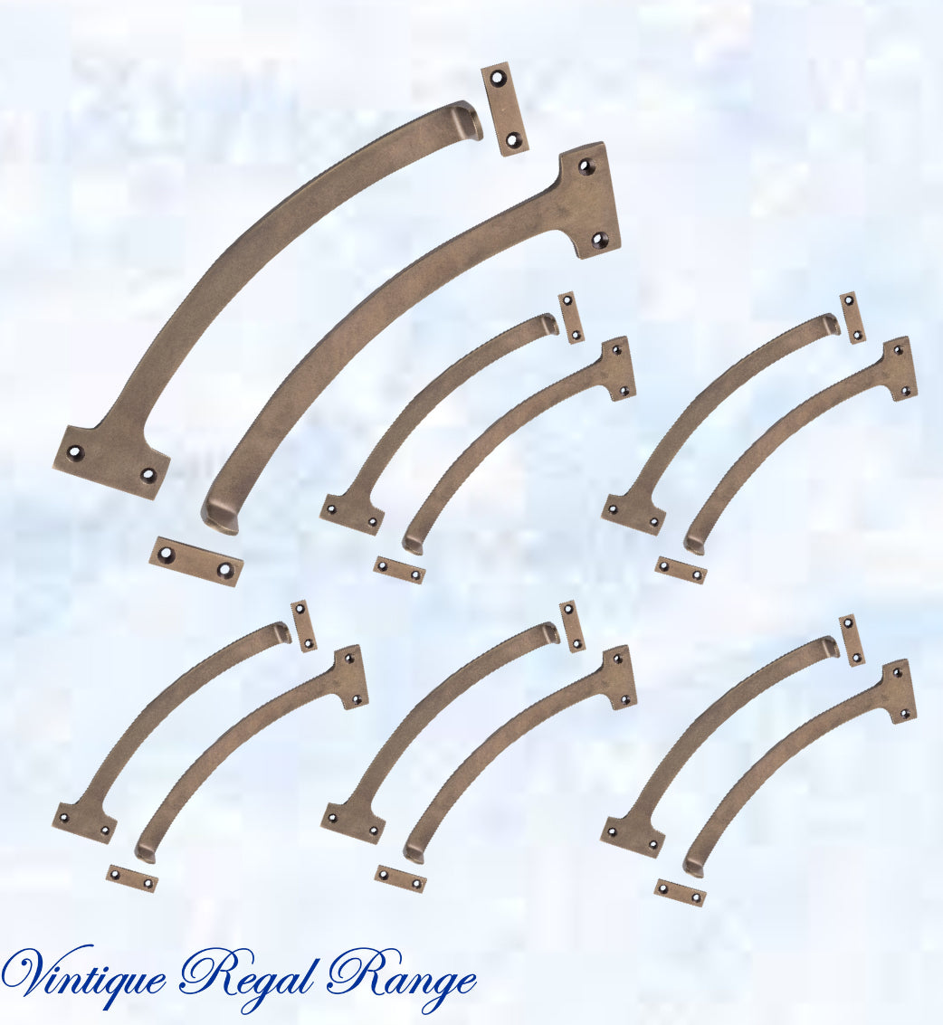 Regal ANTIQUED BRASS Fanlight stop 190mm Long (pair)-Vintique Concepts