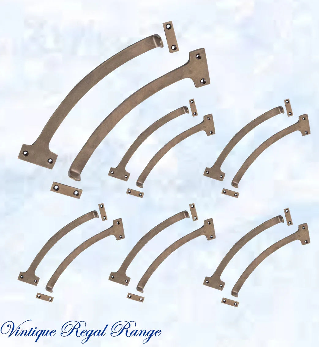 Regal ANTIQUED BRASS Fanlight stop 190mm Long (pair) - Vintique Concepts