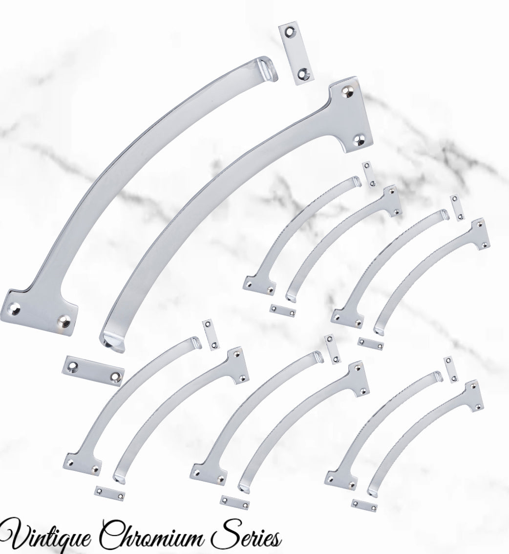 Regal Lavish Chrome plated Brass Fanlight stop 190mm Long (pair)-Vintique Concepts