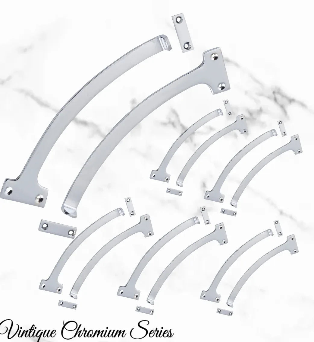 Regal Lavish Chrome plated Brass Fanlight stop 190mm Long (pair) - Vintique Concepts