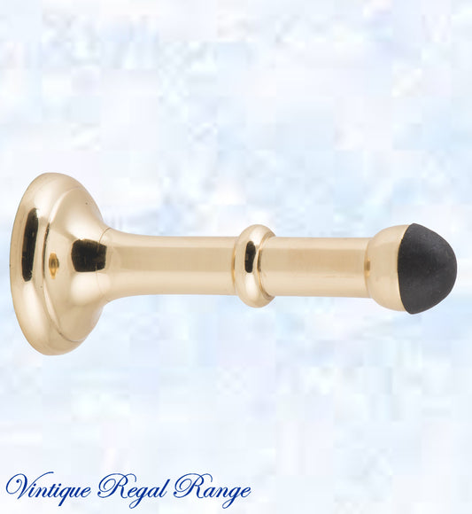 Polished Brass Classic rubber door stop 100mm Long-Vintique Concepts