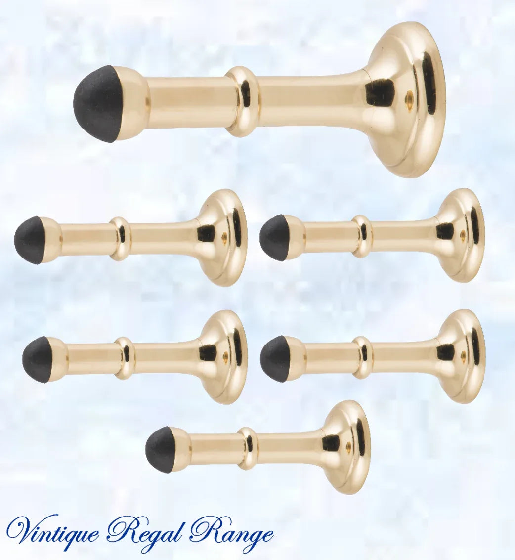Polished Brass Classic rubber door stop 100mm Long - Vintique Concepts