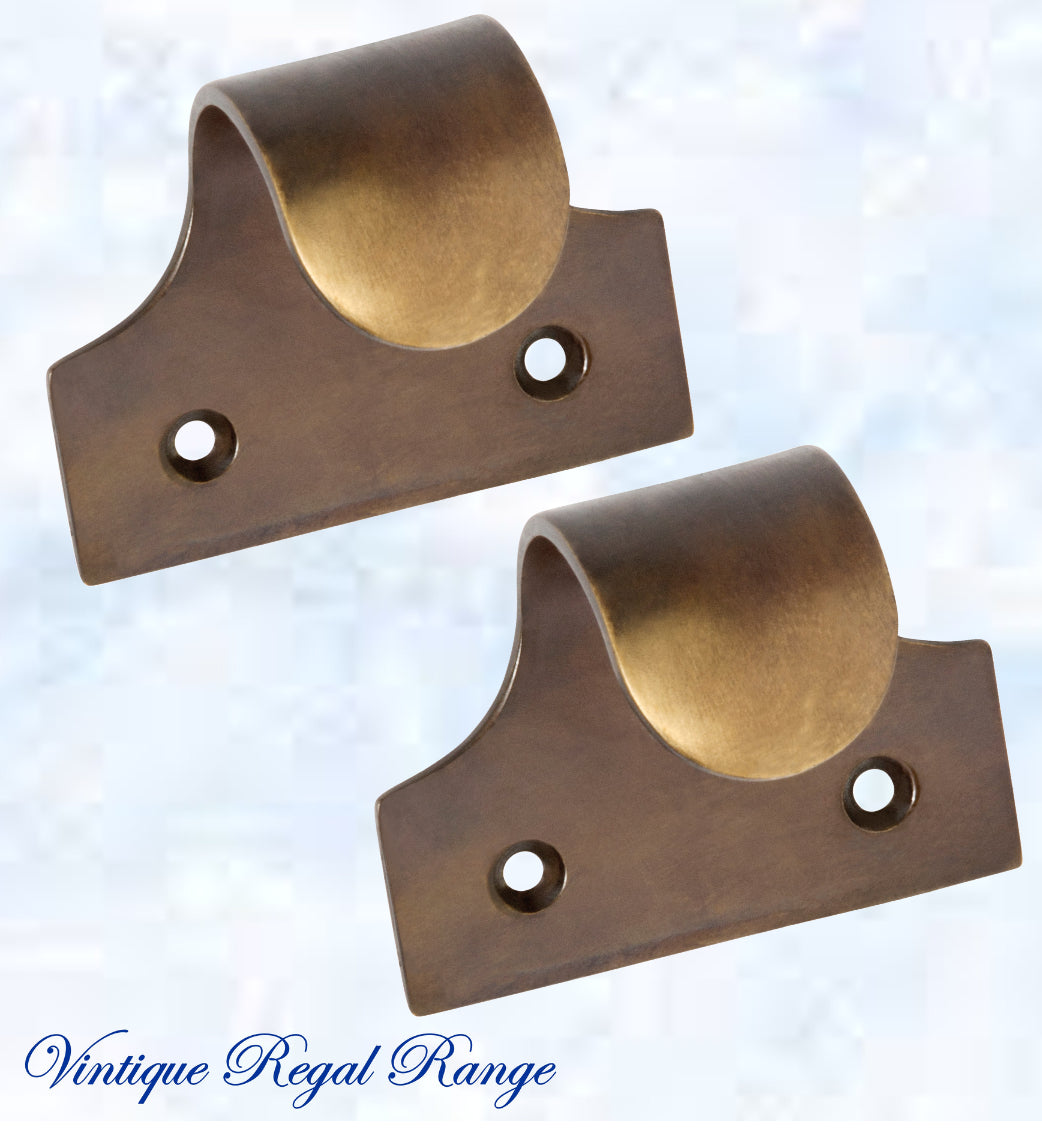 Regal ANTIQUED Brass Traditional sash window lift 49mm x 40mm-Vintique Concepts