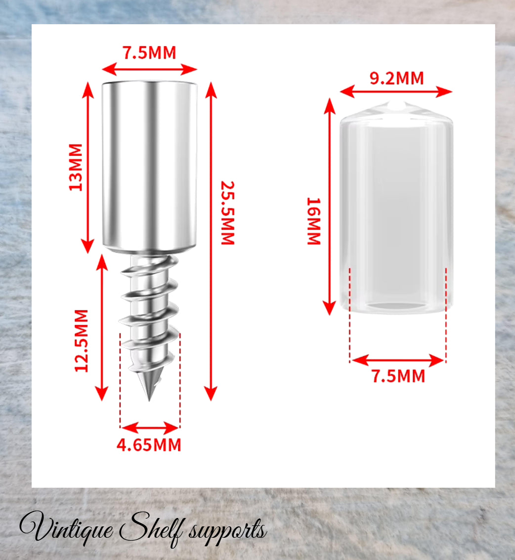 Self tapping Steel shelf supports with cover (pkt of 4)-Vintique Concepts